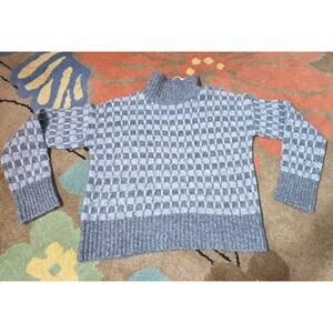 Everlane Cloud Checkered Turtleneck Sweater Women XSmall Gray Merino Wool Alpaca